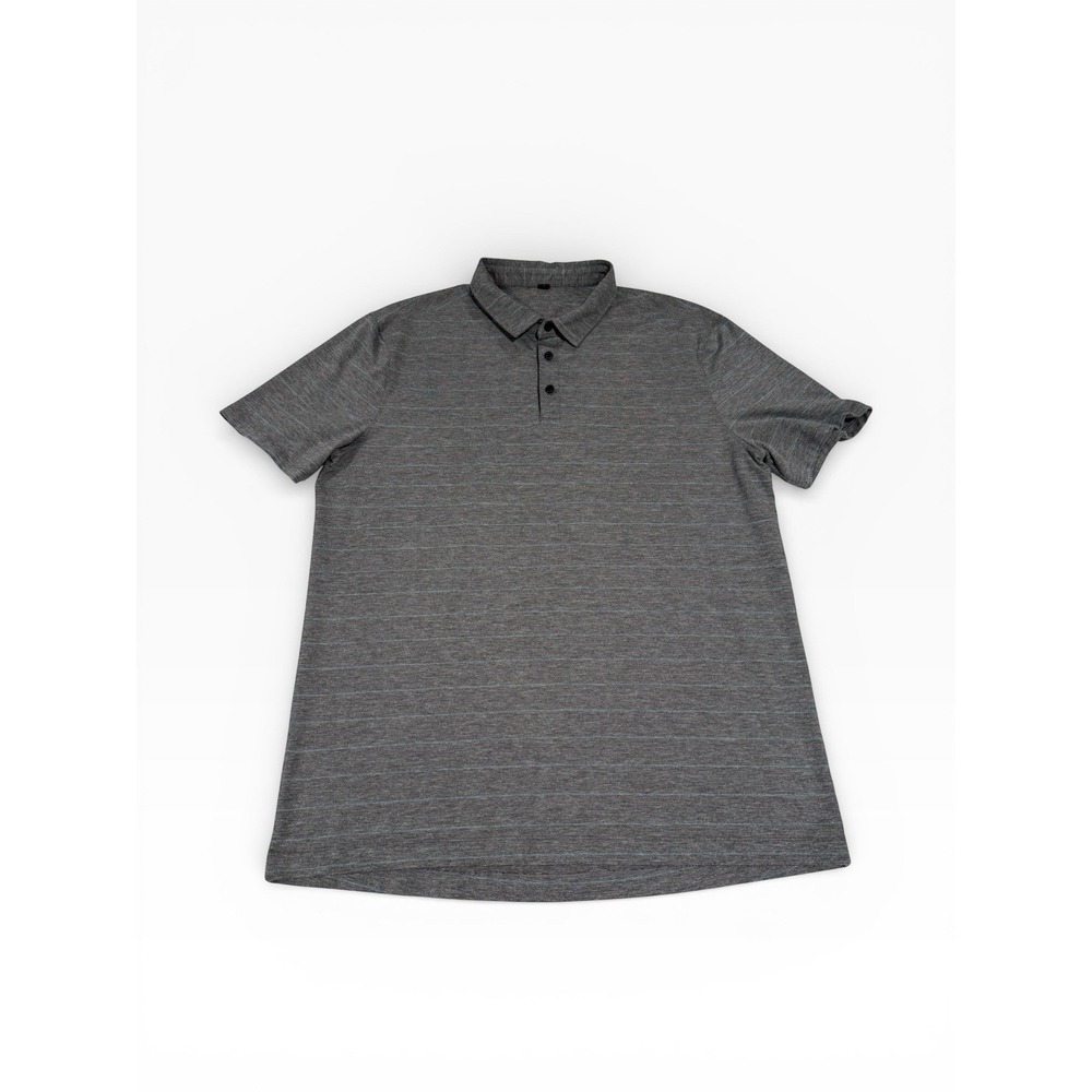 Lululemon Shirt Men's XL Blue Striped‎ Performance Golf Gym Evolution Athletic